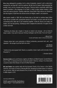 Back cover of Cotton Patch Parables, featuring a description of Clarence Jordan's retelling of Jesus' parables and endorsements.